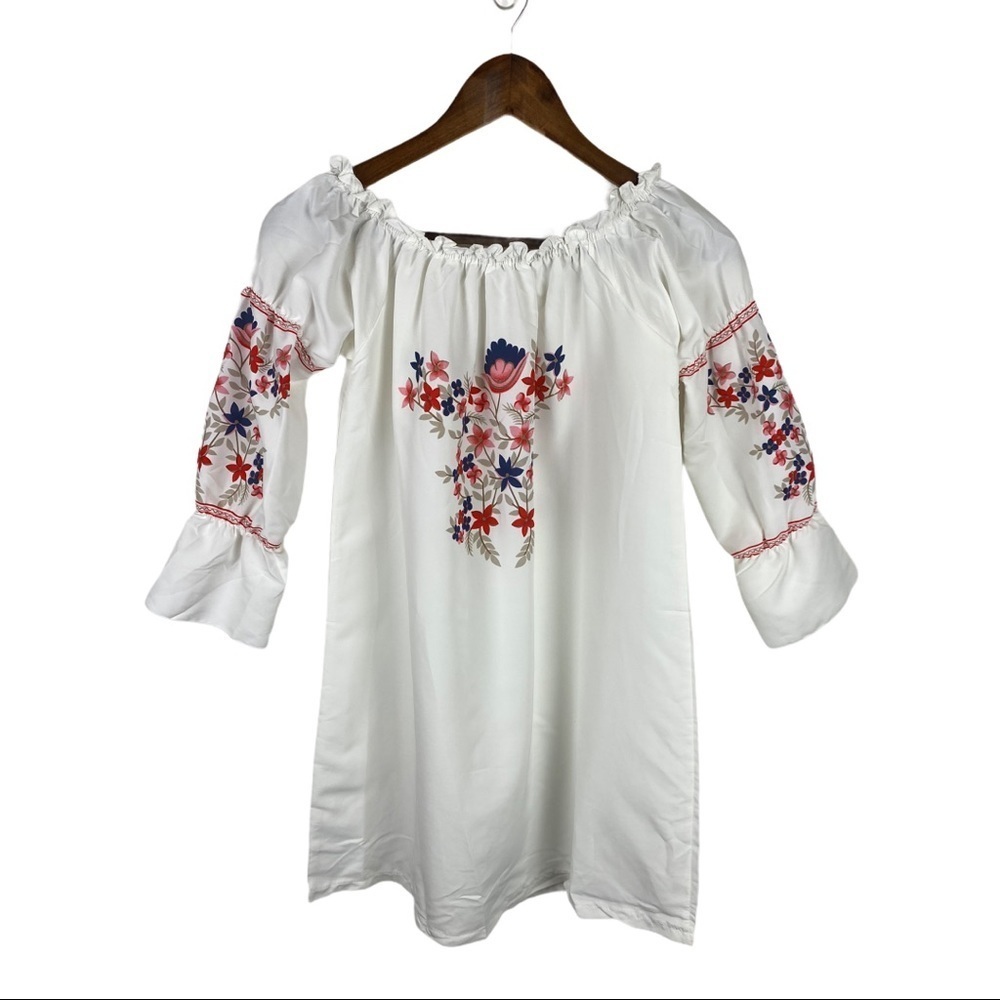 White Dress with Floral Print